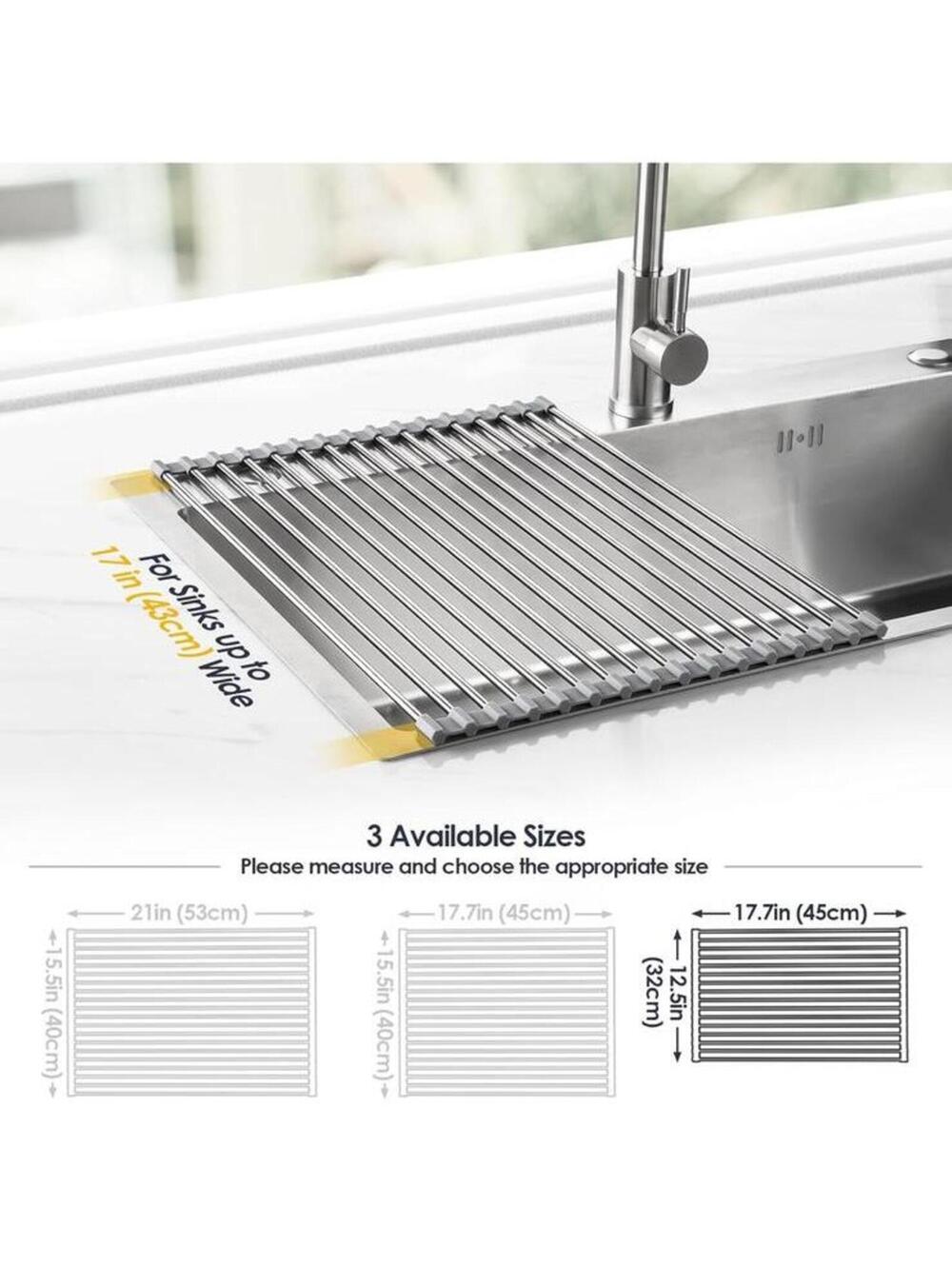 Stainless Steel Roll Up Dish Drying Rack for Sink Gift New